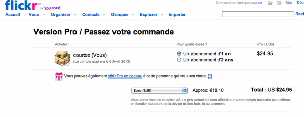 $24.95 pour Flickr